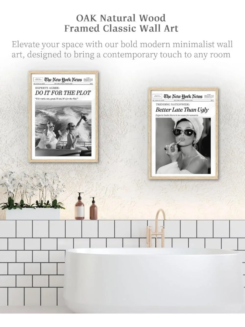 12x16in Audrey Hepburn 'Better Late Than Ugly' Framed Wall Art for Bathroom